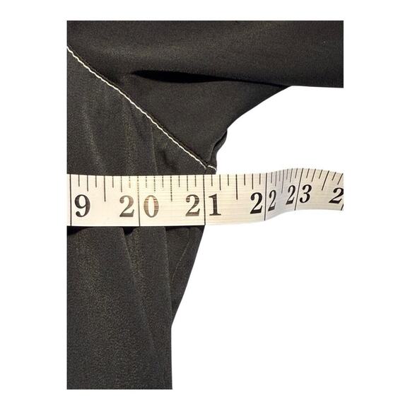 Urban Outfitters Women's Small Black Button-Up Blouse White Stitching Satin Feel - Picture 5 of 7